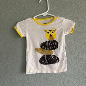 Kickee pants girls shirt 6-12 months Bamboo Yellow Owl Short Sleeve Tee